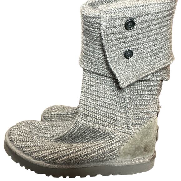 UGG Gray Knit Boots Women’s Size 10 Knee High Or Ankle Adjustable SN 5819 - Picture 10 of 16